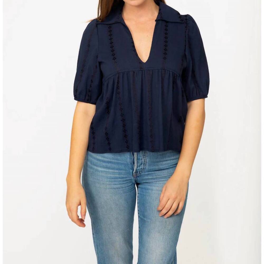 NEW CAMEO retro collar blouse in navy